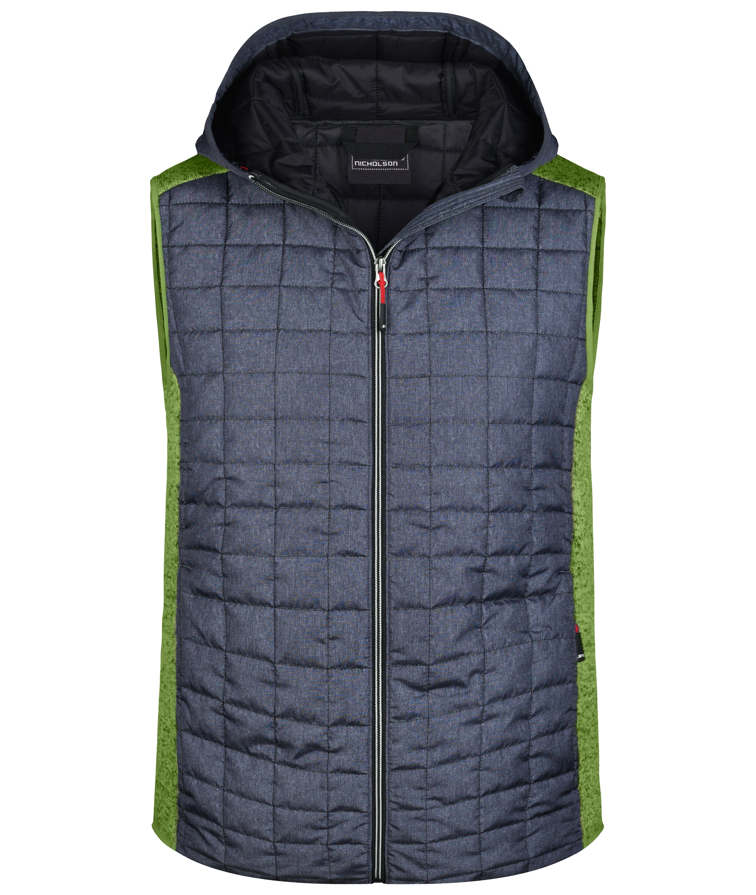 James & Nicholson Herren Strickfleece Hybridweste kiwi-melange/anthracite-melange