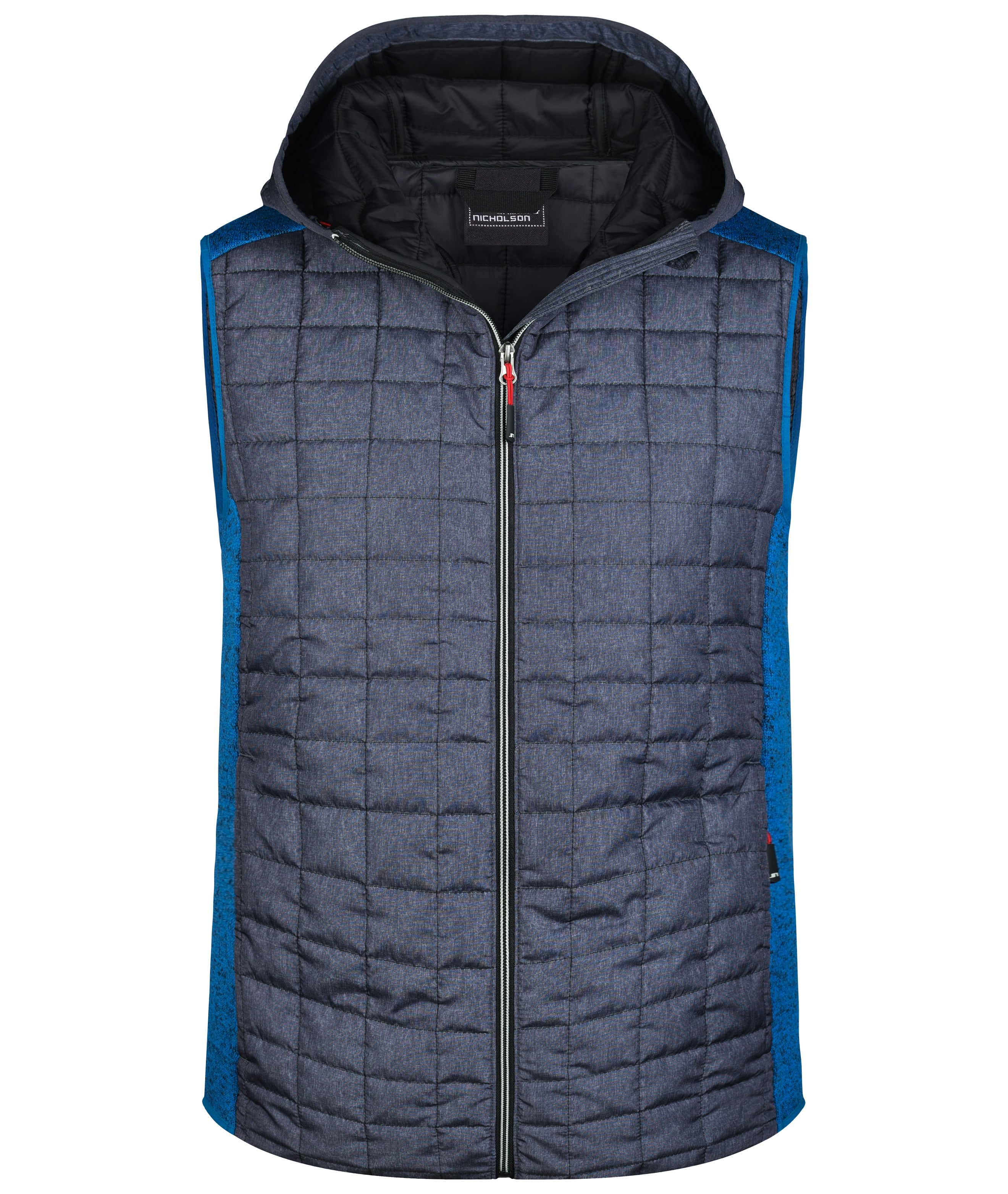 James & Nicholson Herren Strickfleece Hybridweste royal-melange/anthracite-melange
