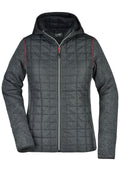 James & Nicholson Damen Strickfleece Hybridjacke grey-melange/anthracite-melange