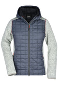 James & Nicholson Damen Strickfleece Hybridjacke light-melange/anthracite-melange
