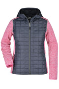 James & Nicholson Damen Strickfleece Hybridjacke pink-melange/anthracite-melange