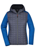 James & Nicholson Damen Strickfleece Hybridjacke royal-melange/anthracite-melange