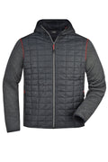 James & Nicholson Herren Strickfleece Hybridjacke grey-melange/anthracite-melange