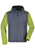 James & Nicholson Herren Strickfleece Hybridjacke kiwi-melange/anthracite-melange