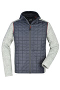 James & Nicholson Herren Strickfleece Hybridjacke light-melange/anthracite-melange