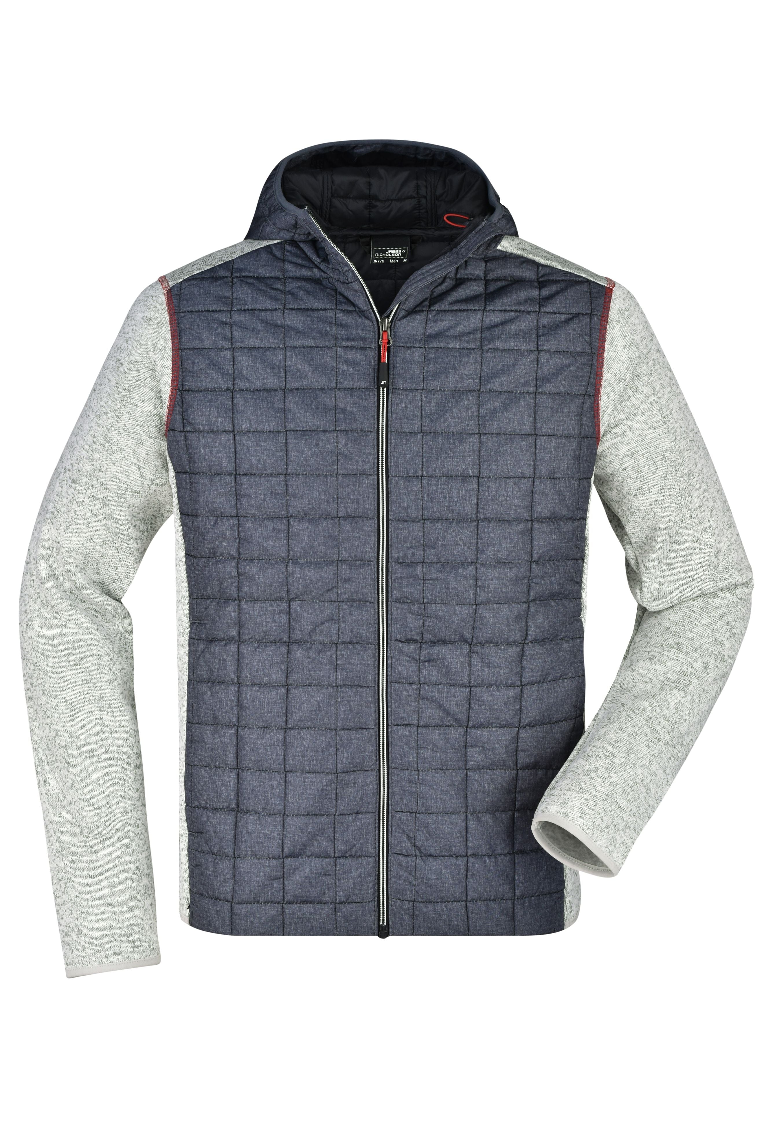James & Nicholson Herren Strickfleece Hybridjacke light-melange/anthracite-melange