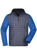 James & Nicholson Herren Strickfleece Hybridjacke royal-melange/anthracite-melange