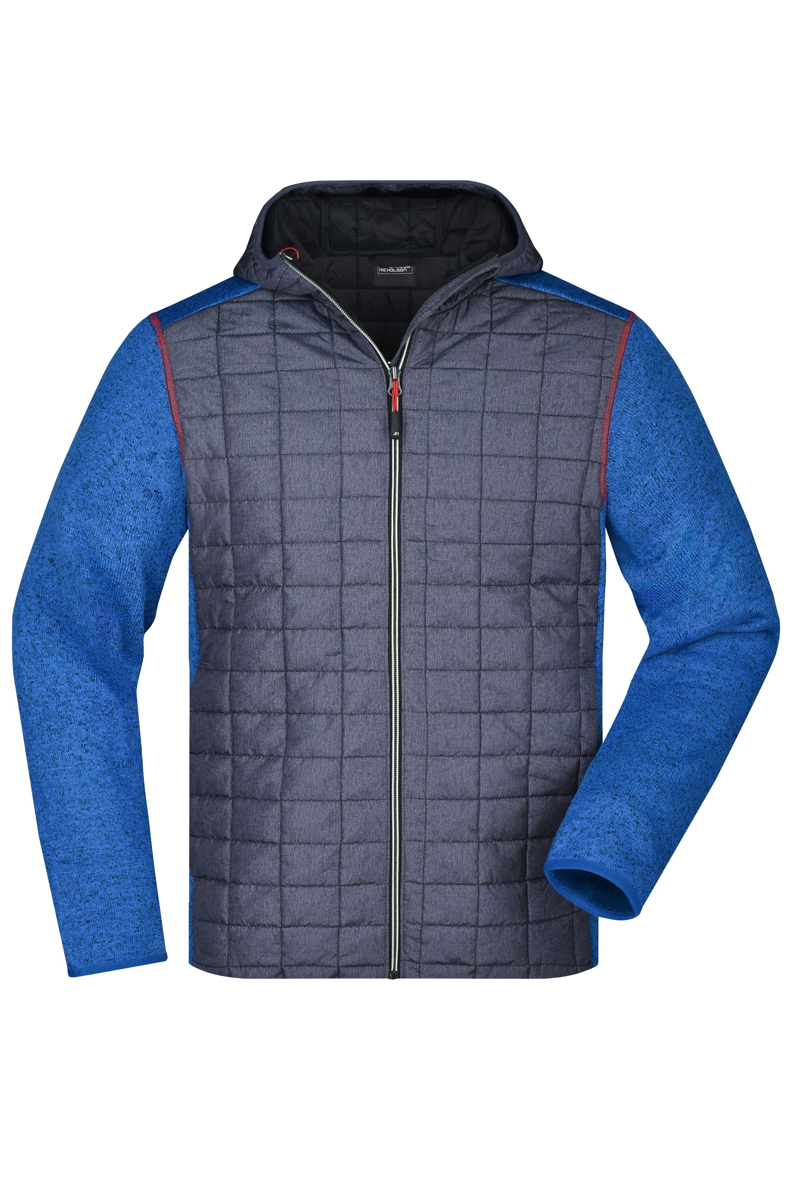 James & Nicholson Herren Strickfleece Hybridjacke royal-melange/anthracite-melange