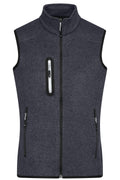 James & Nicholson Damen Strickfleece Weste dark-grey-melange/silver