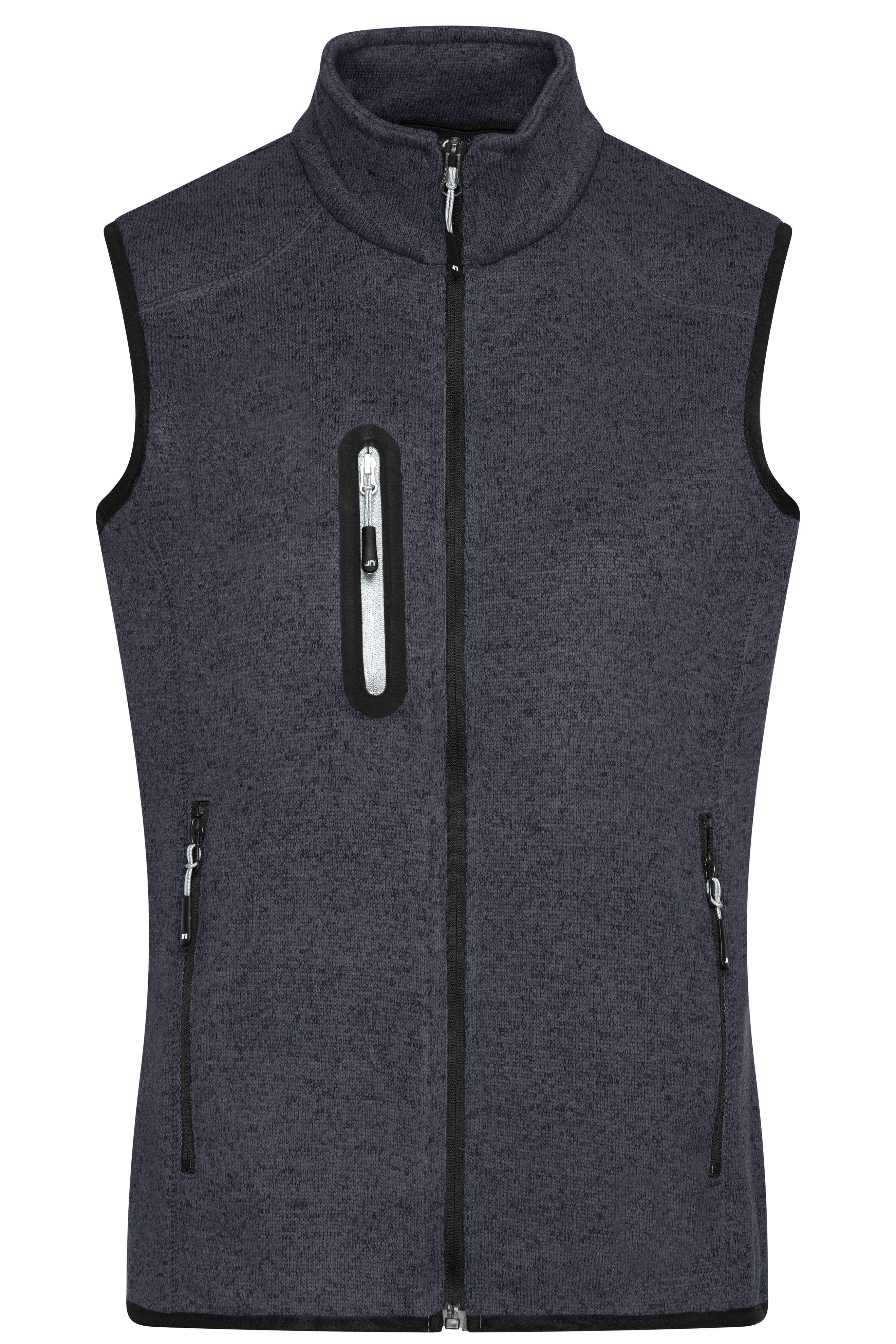 James & Nicholson Damen Strickfleece Weste dark-grey-melange/silver