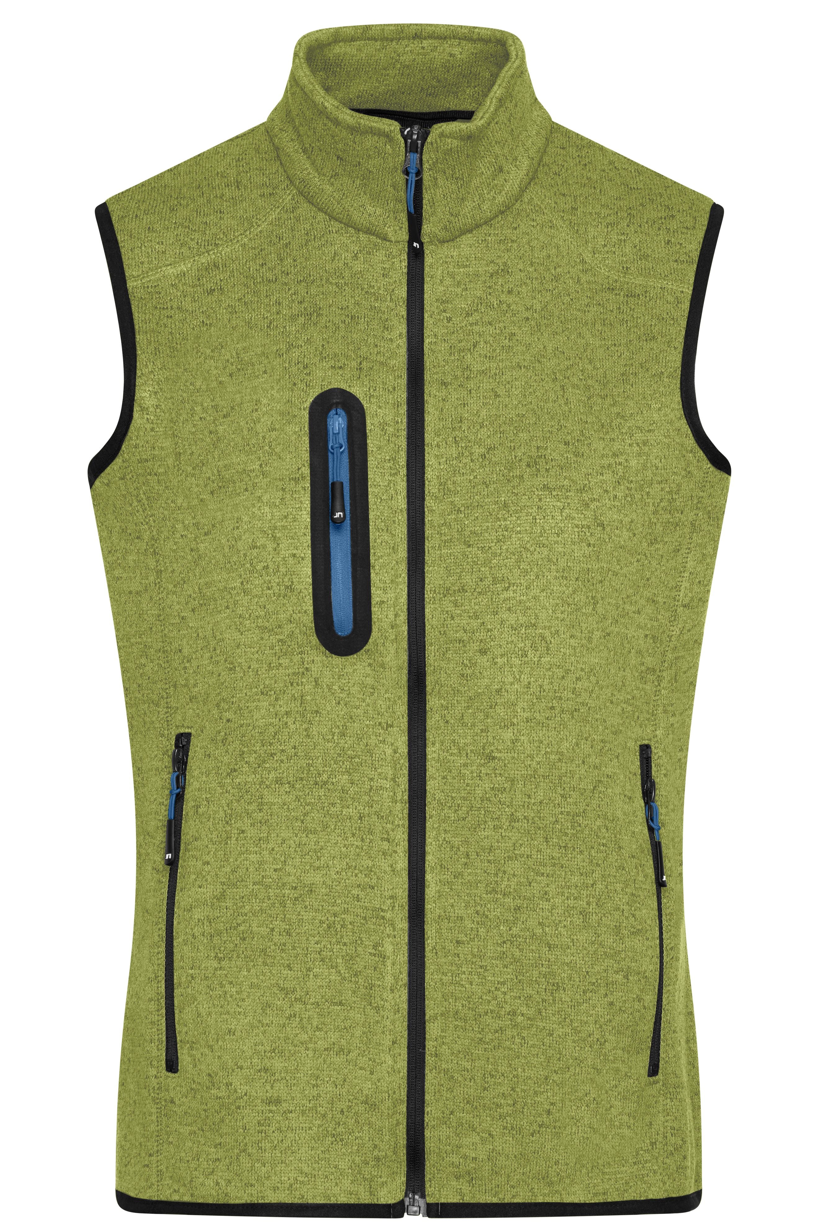 James & Nicholson Damen Strickfleece Weste kiwi-melange/royal