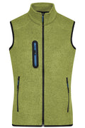 James & Nicholson Herren Strickfleece Weste kiwi-melange/royal