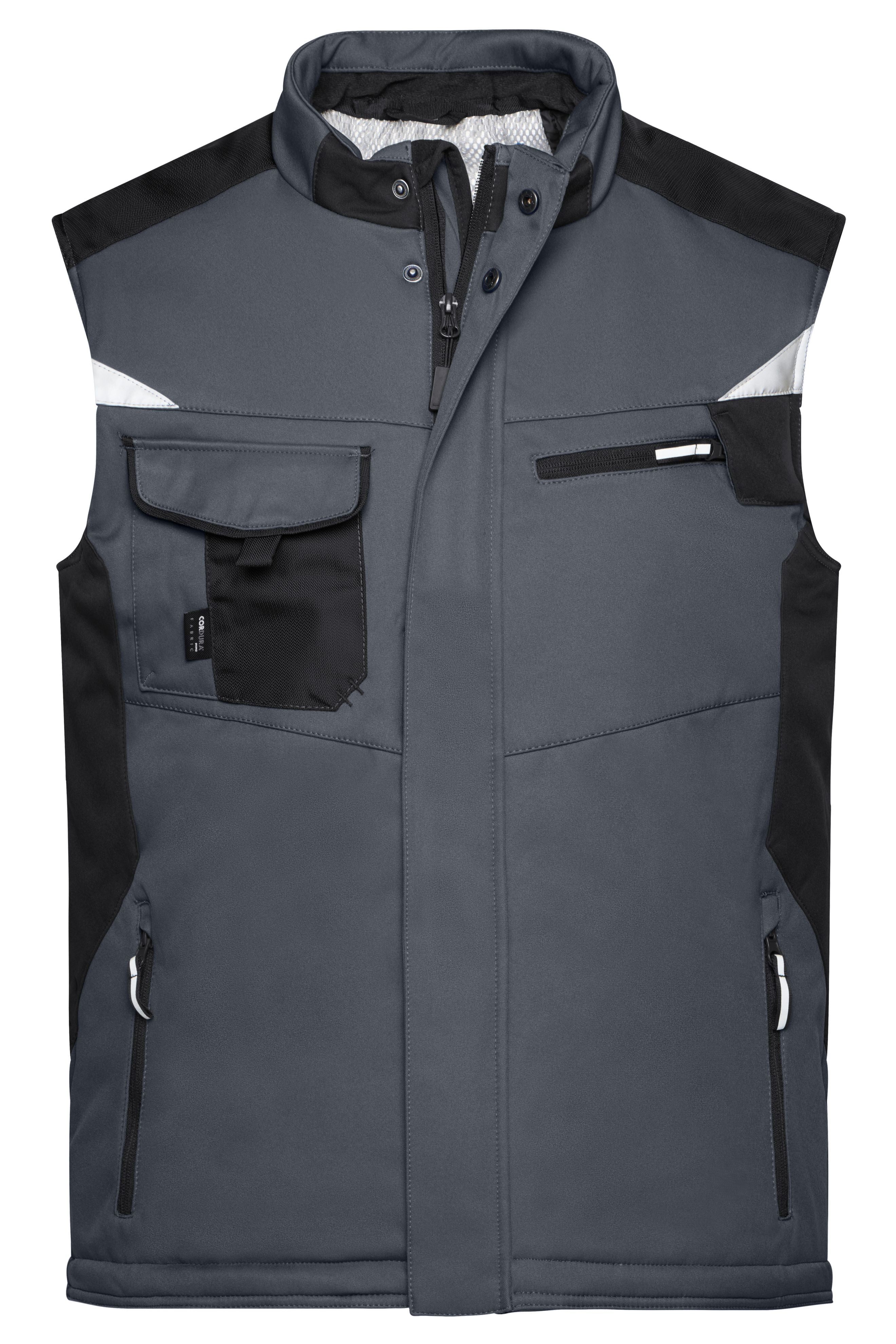 James & Nicholson Workwear Winter Softshell Weste carbon/black