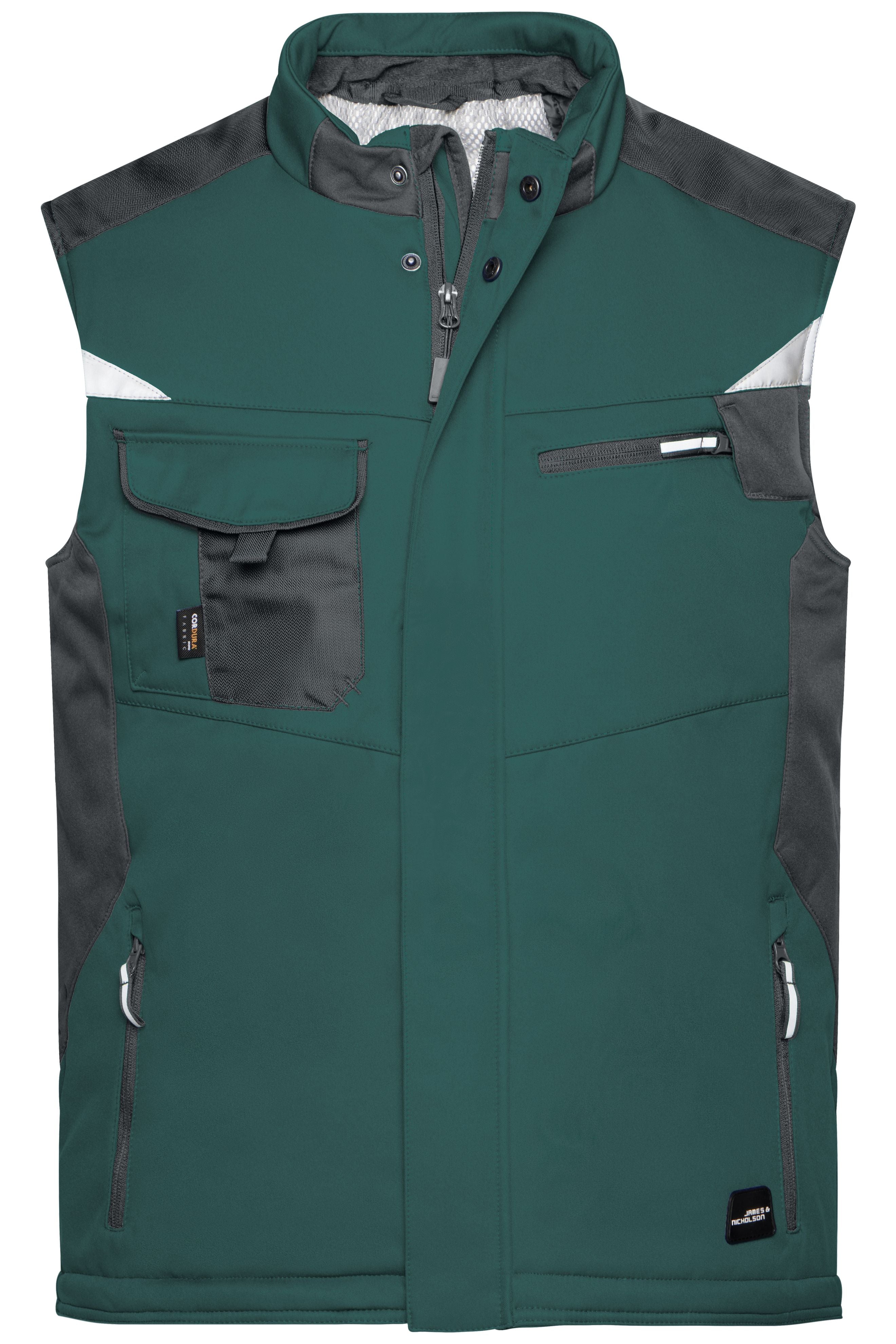 James & Nicholson Workwear Winter Softshell Weste dark-green/black