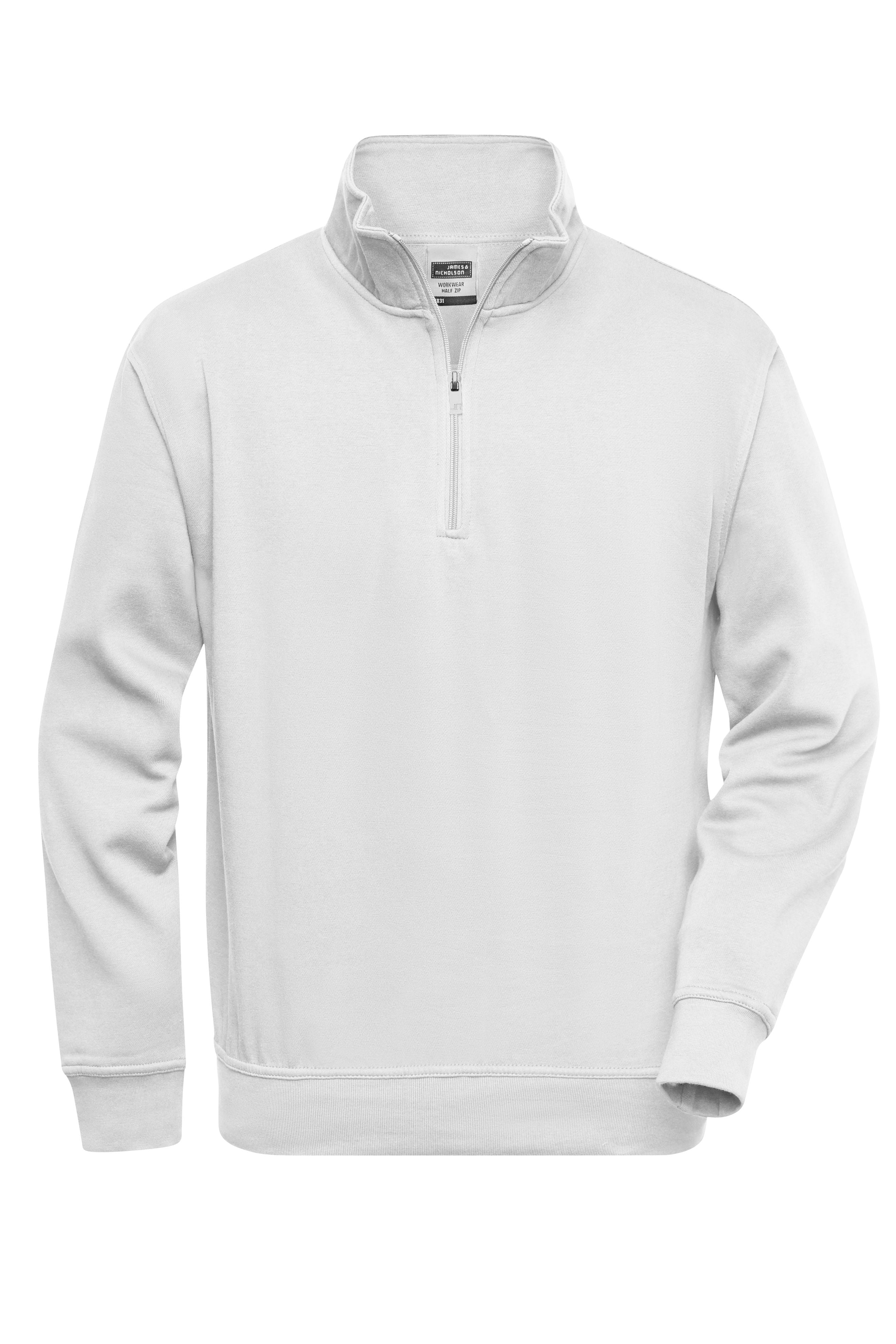 James & Nicholson Workwear Zip Sweatshirt white