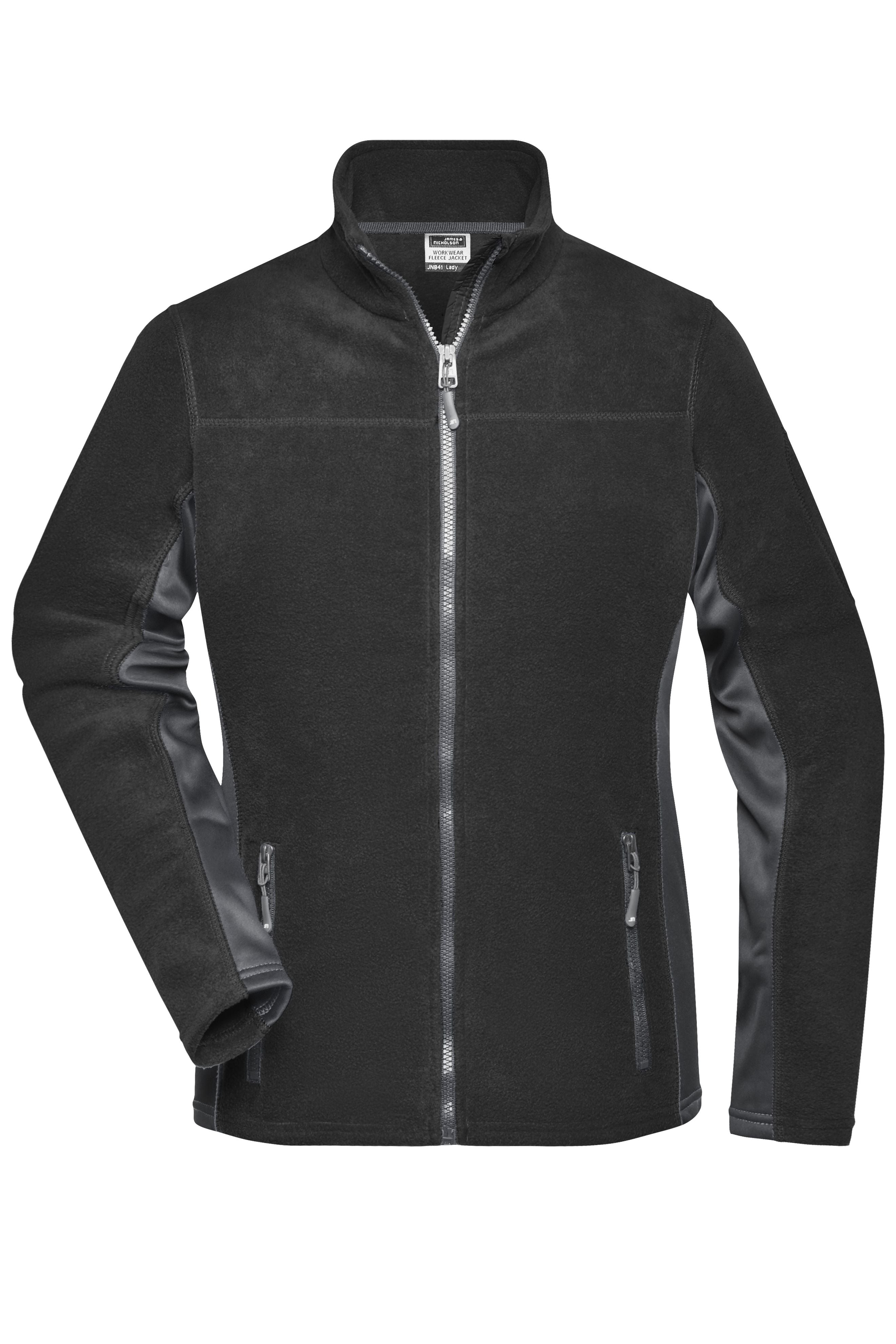 James & Nicholson Damen Arbeits Fleecejacke black/carbon