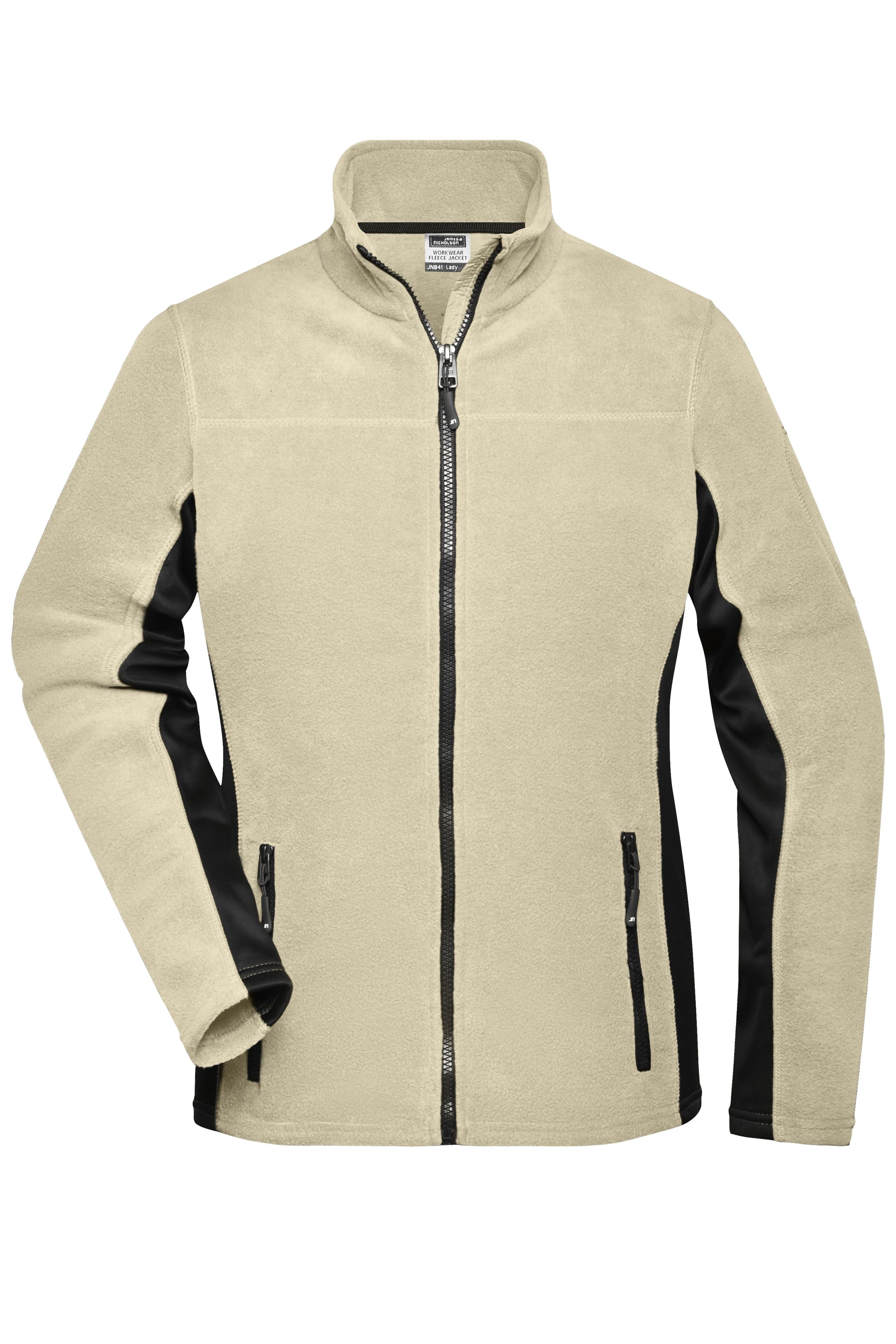 James & Nicholson Damen Arbeits Fleecejacke stone/black