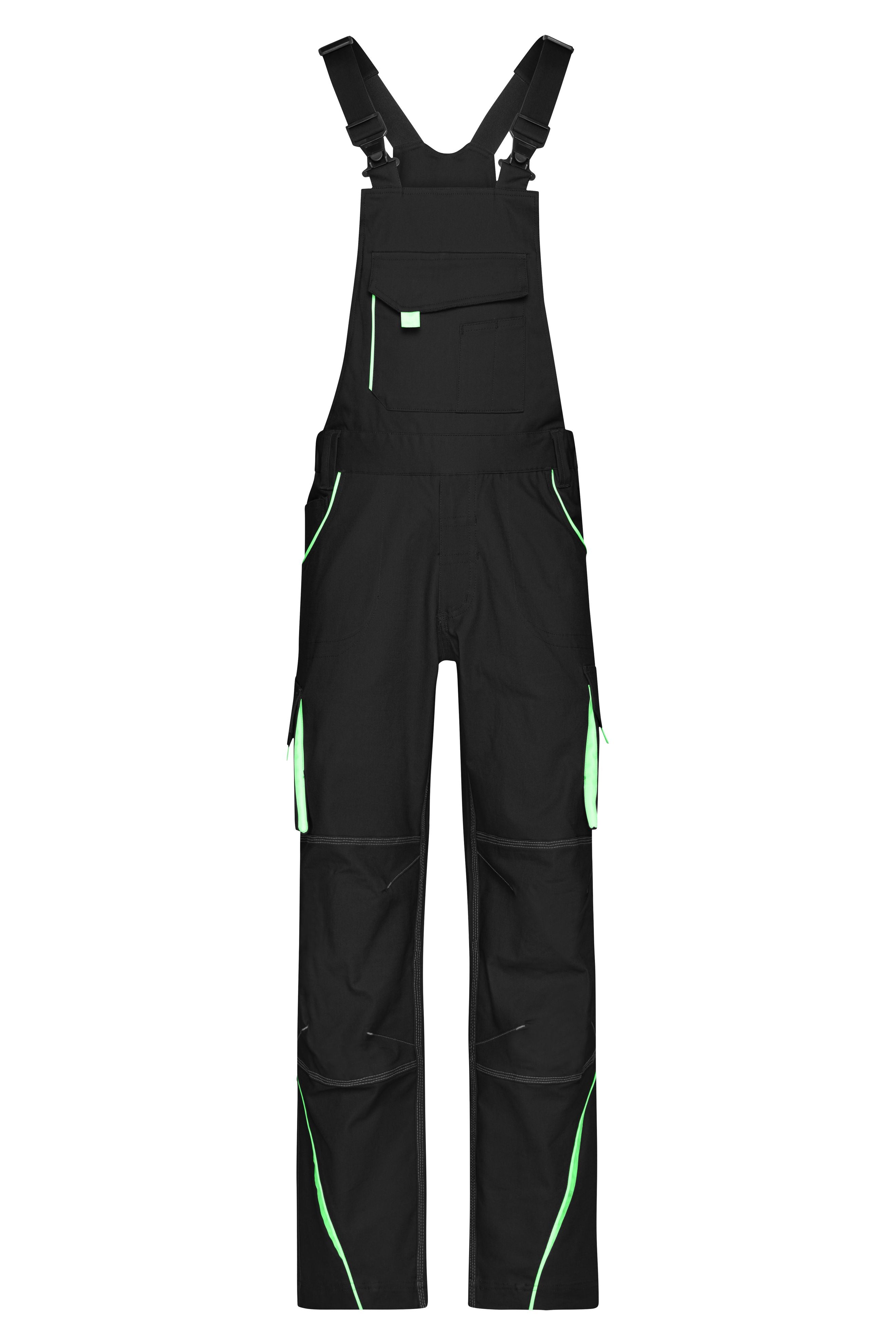 James & Nicholson Workwear Latzhose black/lime-green
