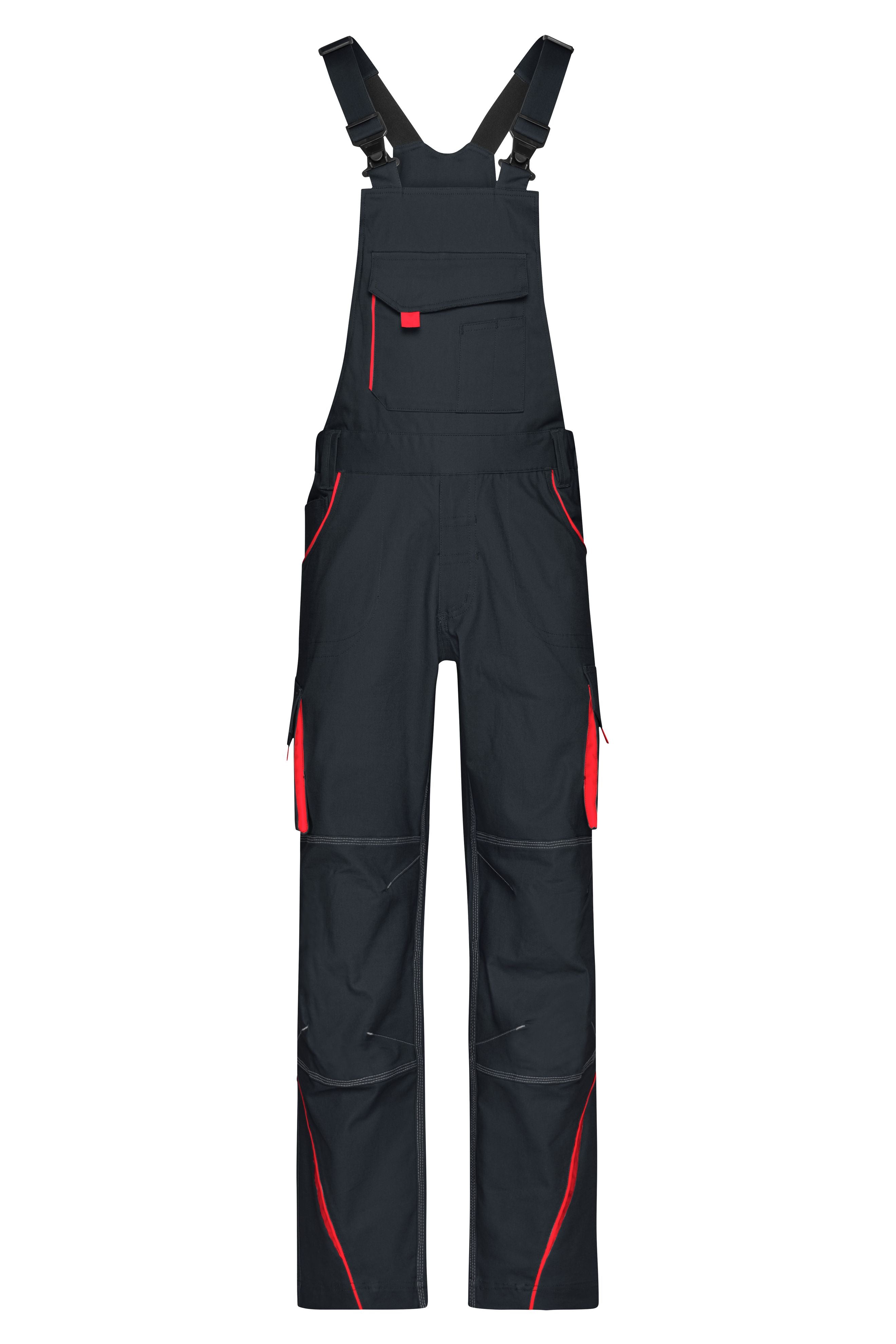 James & Nicholson Workwear Latzhose carbon/red