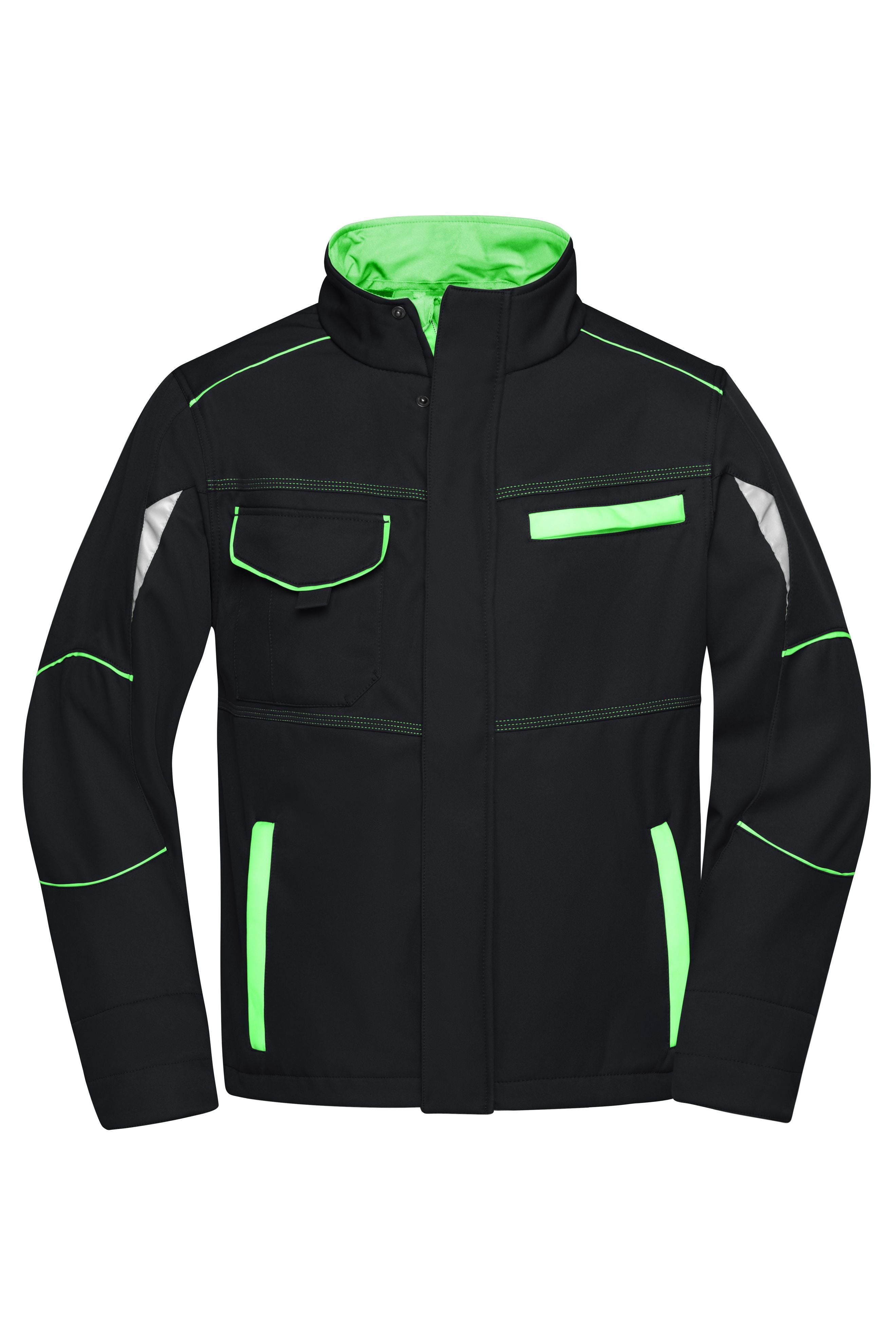 James & Nicholson Softshell Workwear Jacke black/lime-green