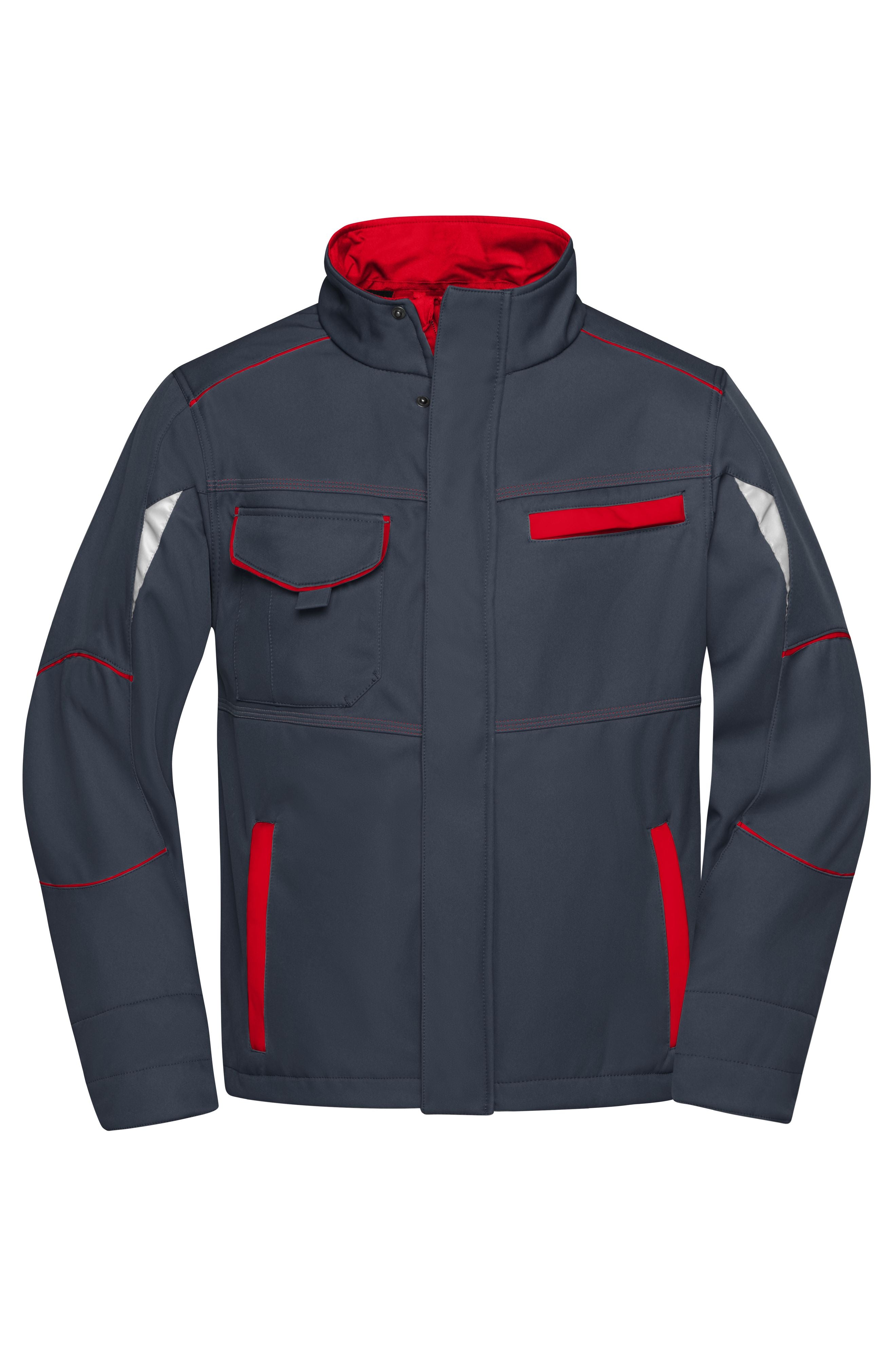 James & Nicholson Softshell Workwear Jacke carbon/red