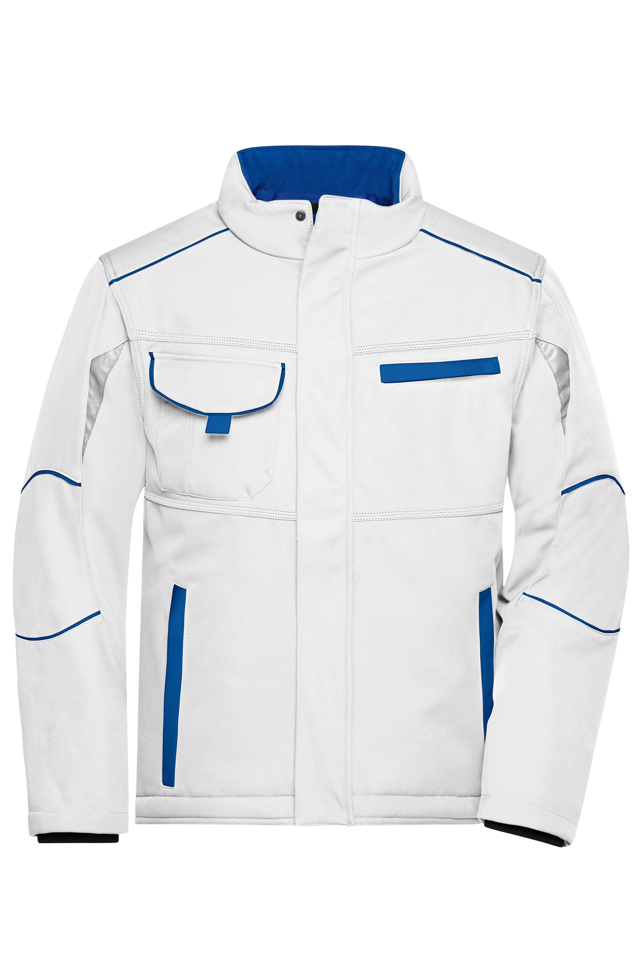 James & Nicholson Winter Workwear Softshell Jacke white/royal