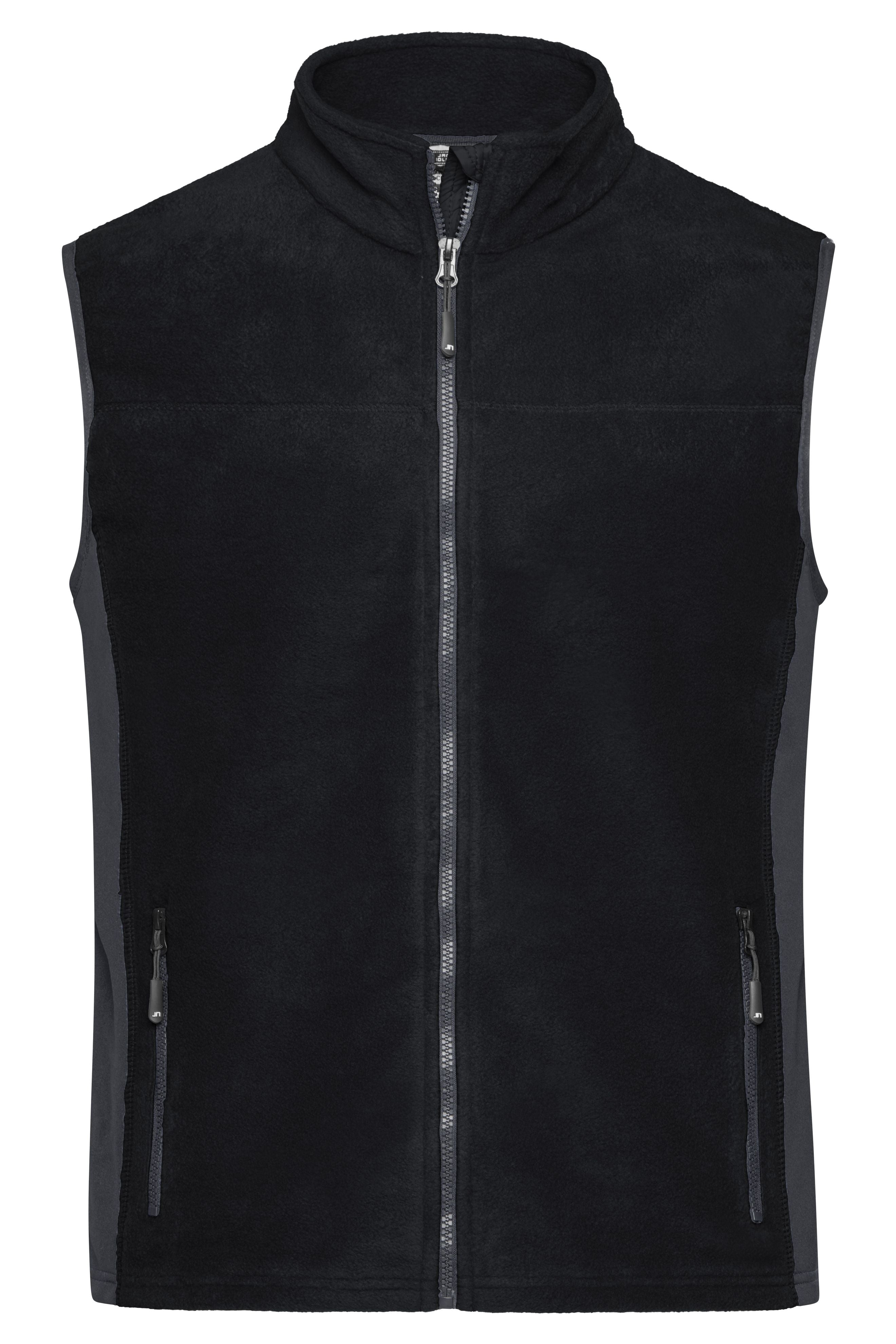 James & Nicholson Herren Workwear Fleece Weste black/carbon