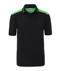 James & Nicholson Herren Workwear Polo Kontrast black/lime-green