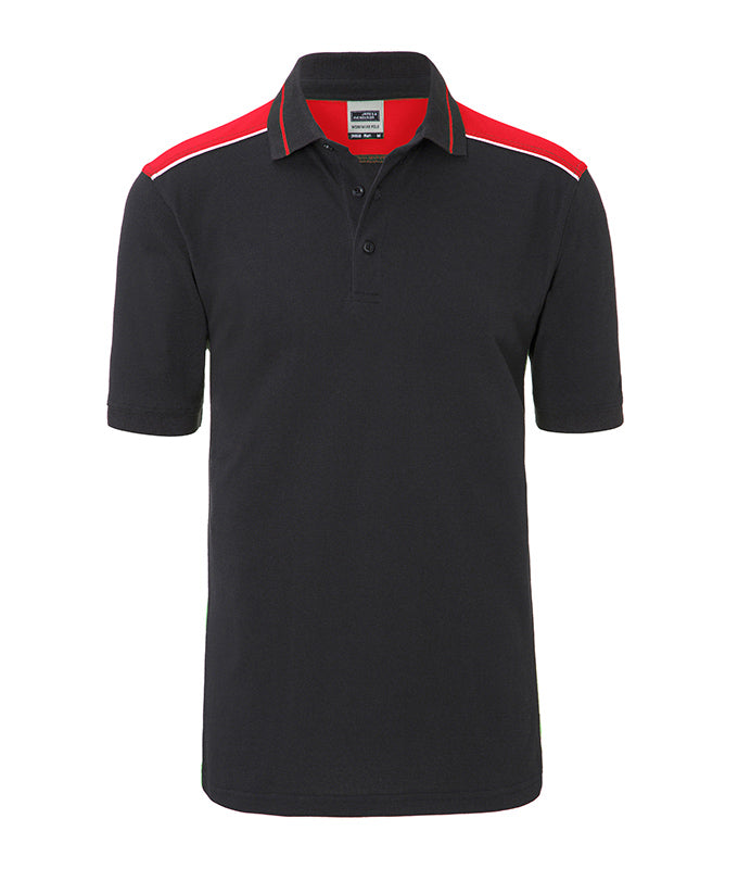 James & Nicholson Herren Workwear Polo Kontrast carbon/red