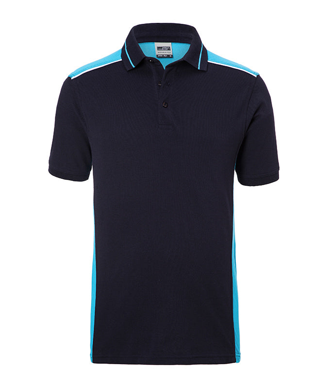 James & Nicholson Herren Workwear Polo Kontrast navy/turquoise