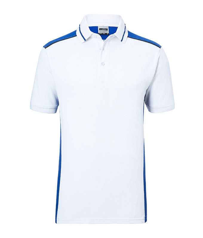 James & Nicholson Herren Workwear Polo Kontrast white/royal