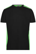James & Nicholson Herren Workwear T-Shirt Kontrast black/lime-green