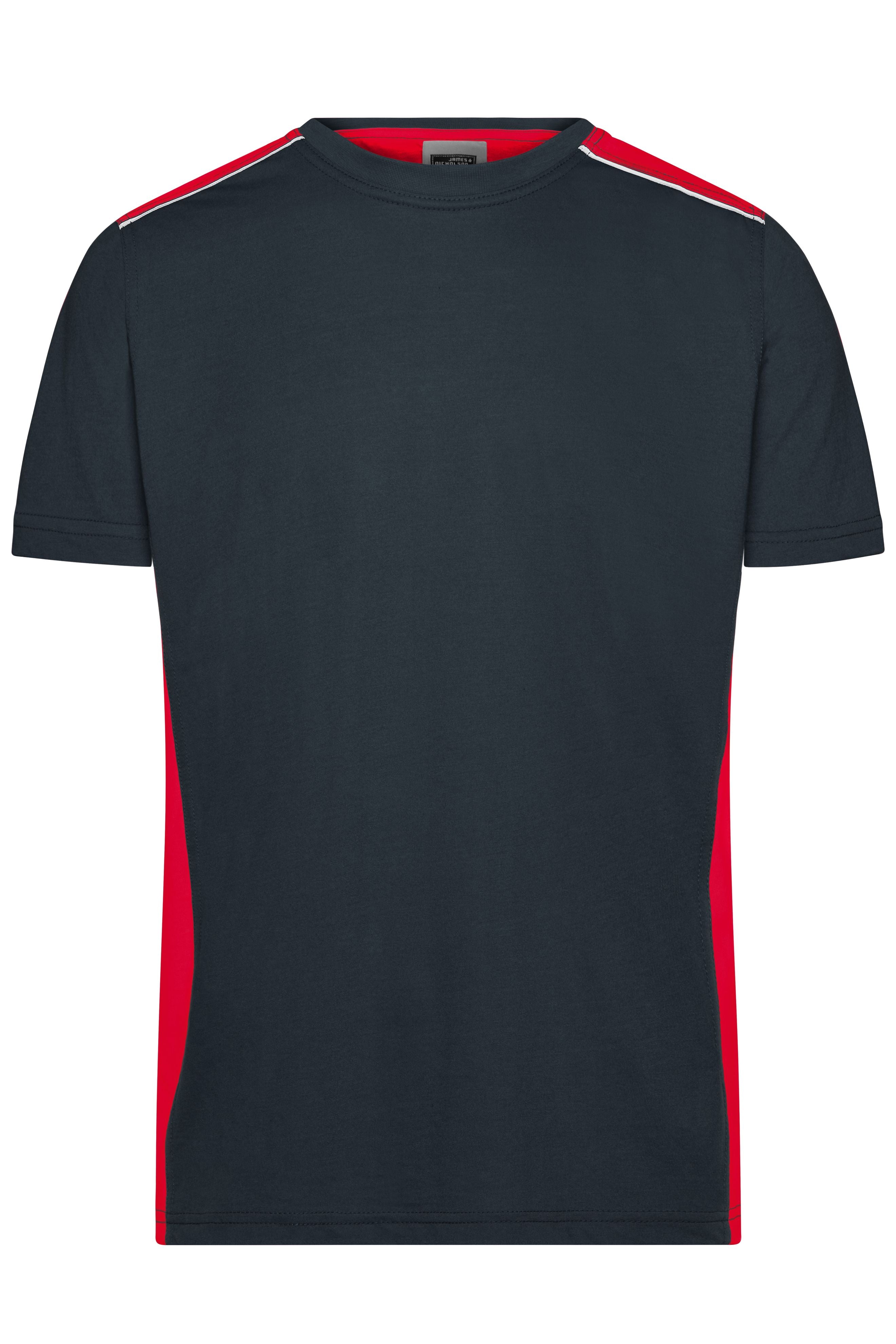 James & Nicholson Herren Workwear T-Shirt Kontrast carbon/red