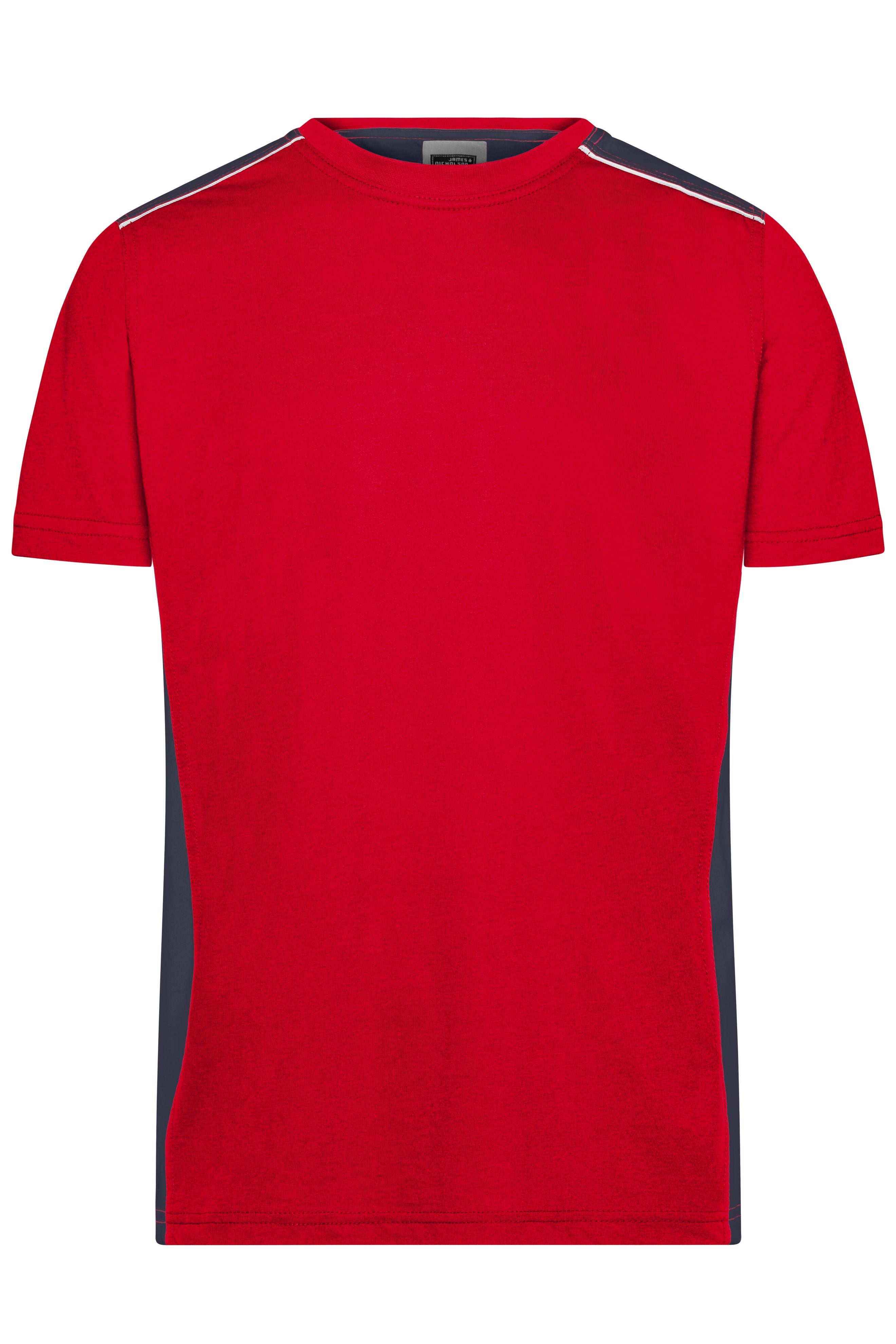 James & Nicholson Herren Workwear T-Shirt Kontrast red/navy