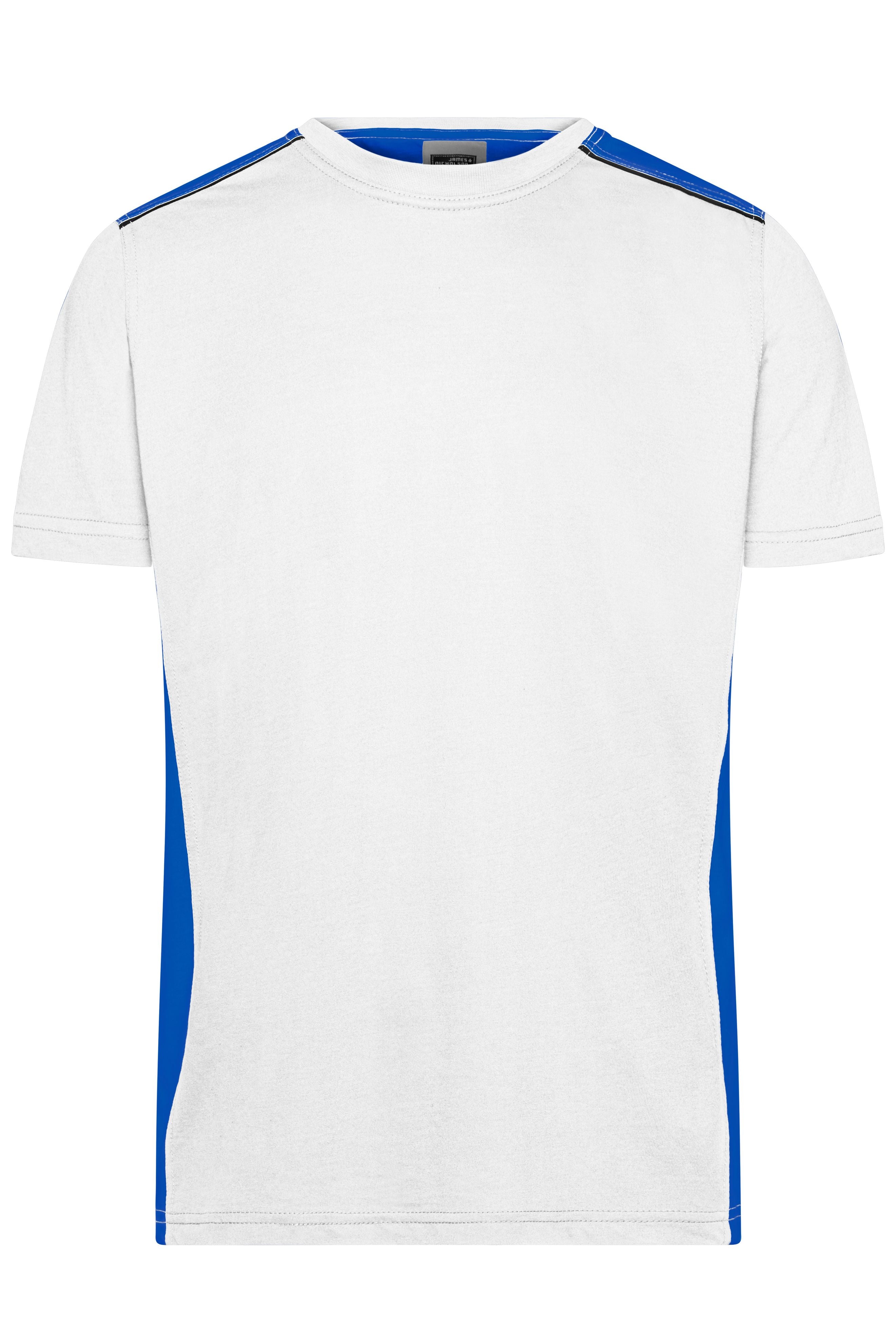 James & Nicholson Herren Workwear T-Shirt Kontrast white/royal