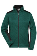 James & Nicholson Damen StrickfleeceWorkwear Jacke dark-green-melange/black