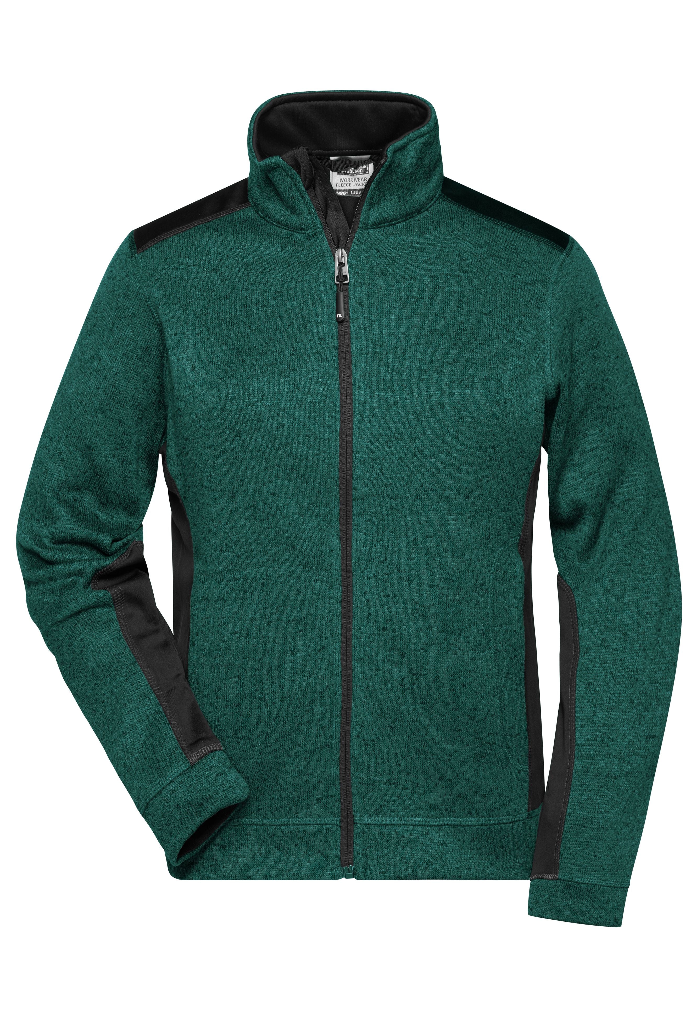 James & Nicholson Damen StrickfleeceWorkwear Jacke dark-green-melange/black