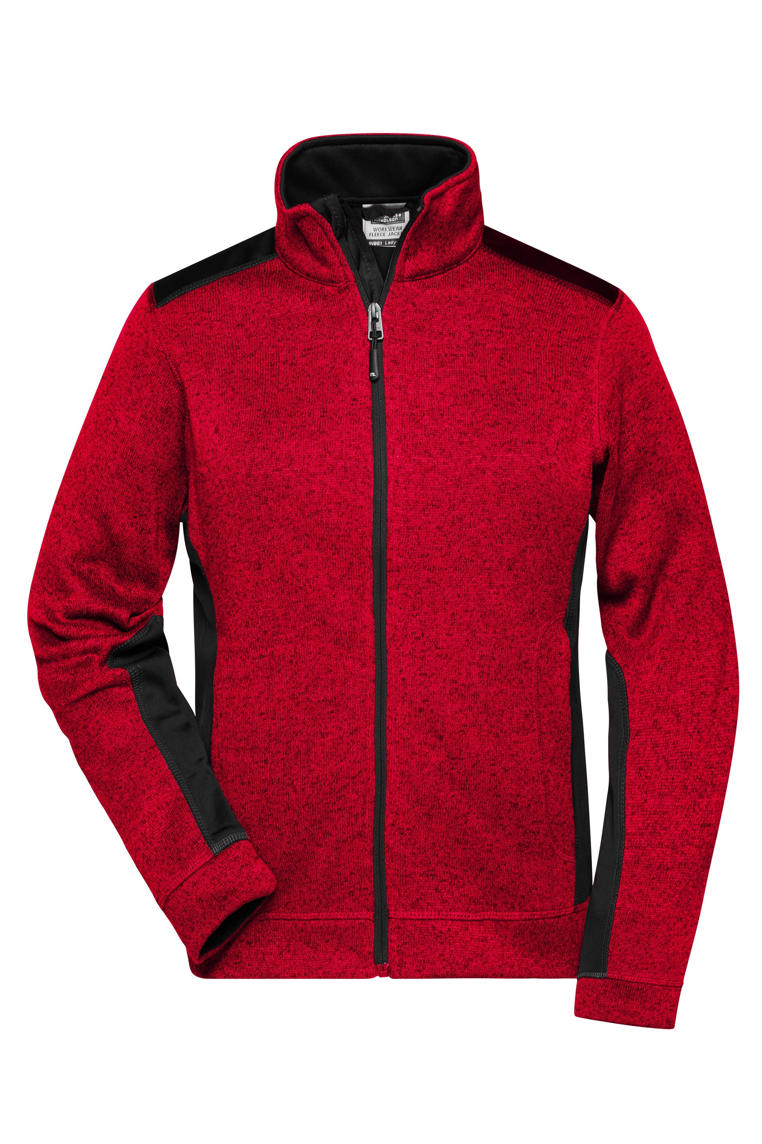 James & Nicholson Damen StrickfleeceWorkwear Jacke red-melange/black