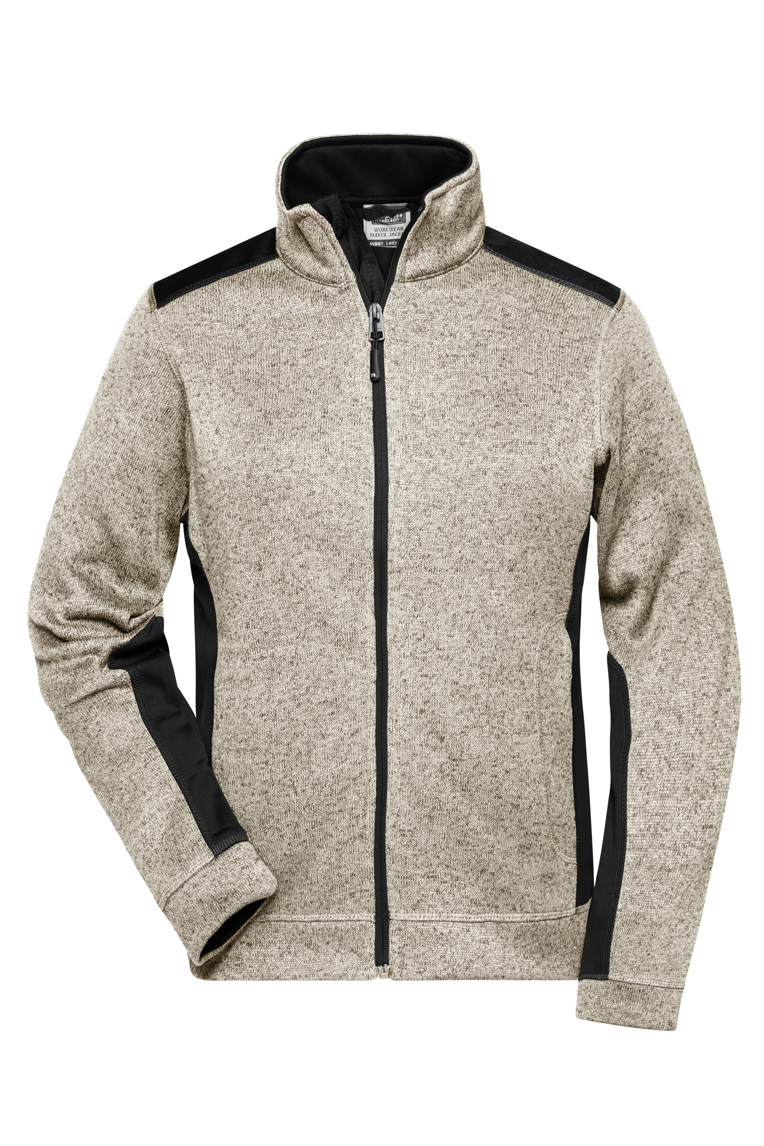 James & Nicholson Damen StrickfleeceWorkwear Jacke stone-melange/black