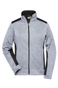 James & Nicholson Damen StrickfleeceWorkwear Jacke white-melange/carbon