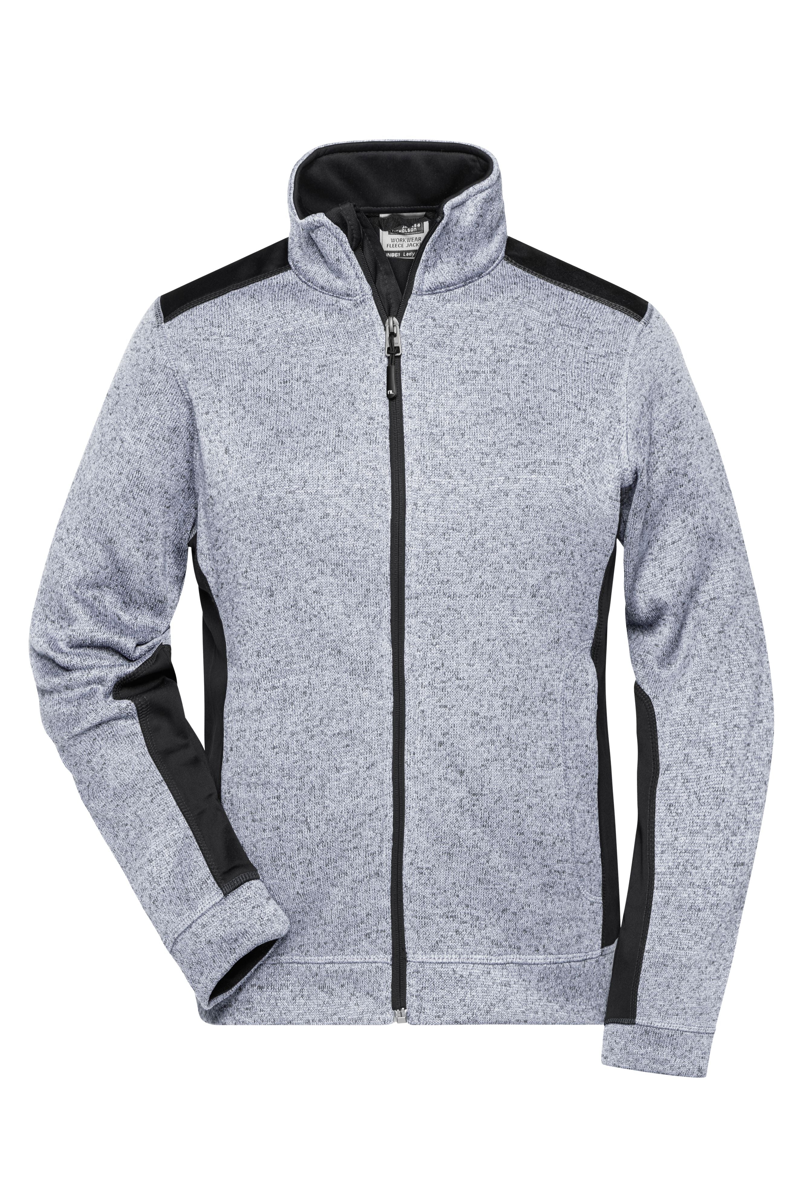James & Nicholson Damen StrickfleeceWorkwear Jacke white-melange/carbon