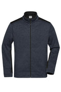 James & Nicholson Herren Strickfleece Workwear Jacke carbon-melange/black