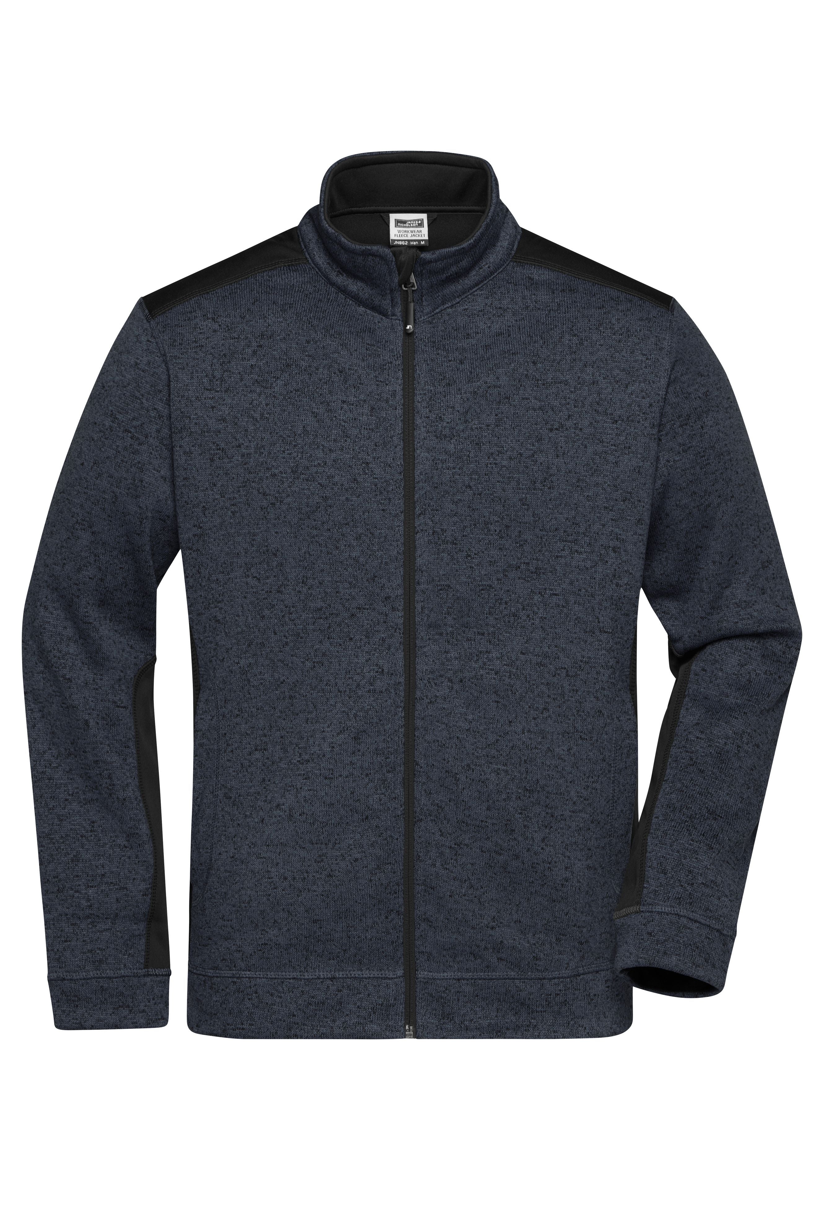 James & Nicholson Herren Strickfleece Workwear Jacke carbon-melange/black