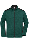 James & Nicholson Herren Strickfleece Workwear Jacke dark-green-melange/black