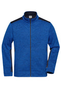 James & Nicholson Herren Strickfleece Workwear Jacke royal-melange/navy