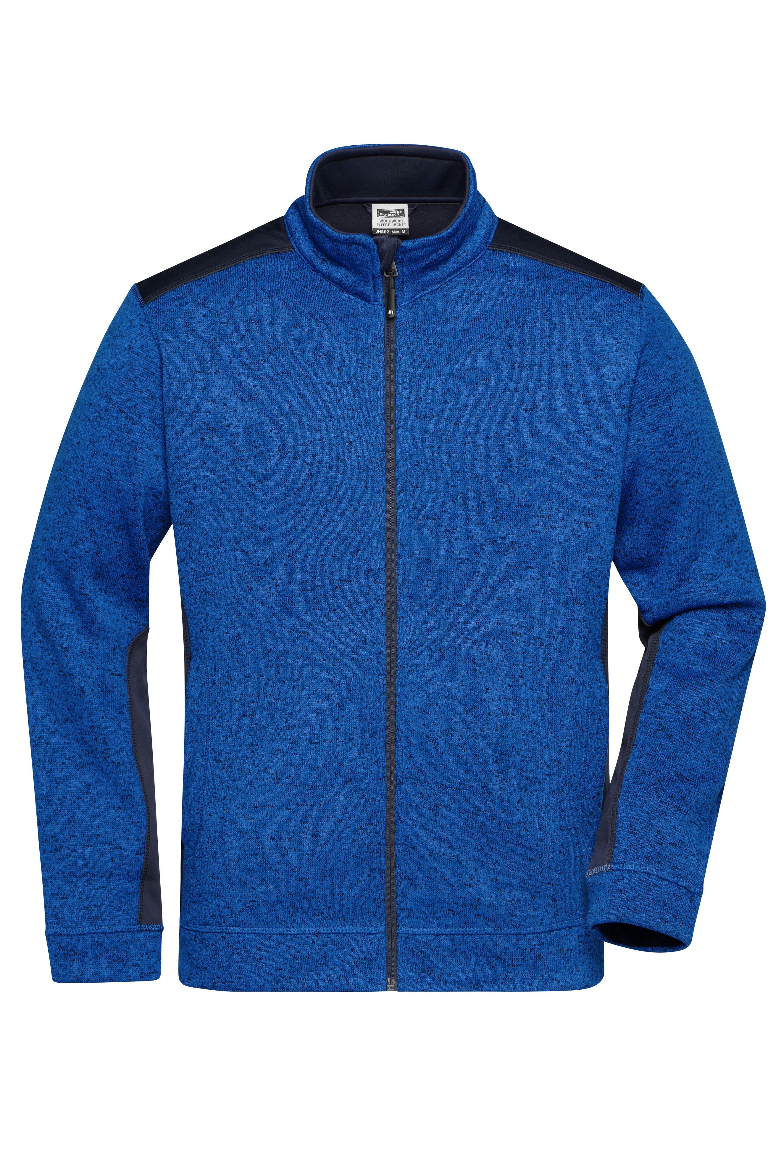 James & Nicholson Herren Strickfleece Workwear Jacke royal-melange/navy