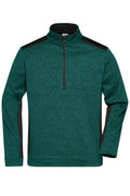 James & Nicholson Strickfleece Troyer dark-green-melange/black