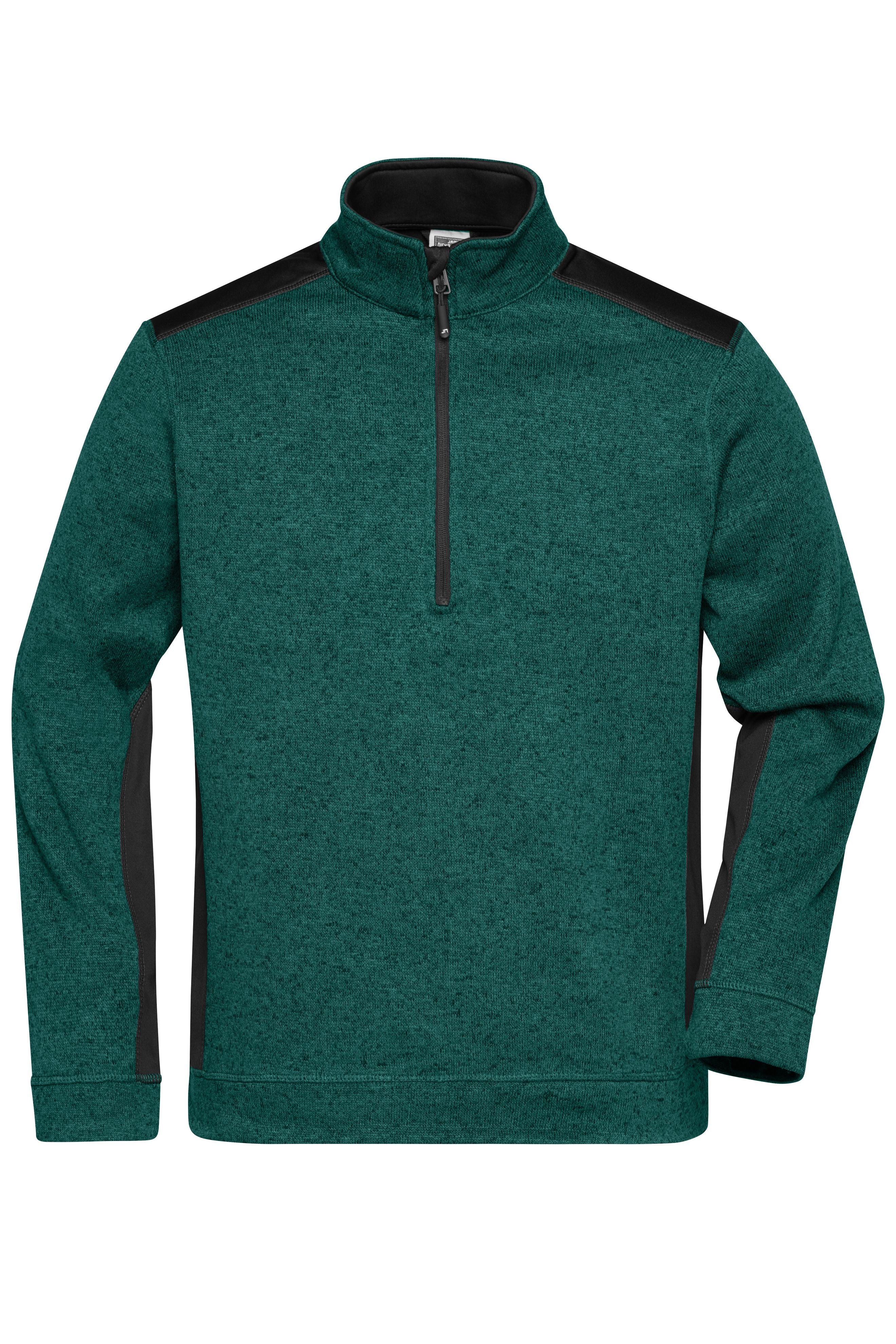James & Nicholson Strickfleece Troyer dark-green-melange/black