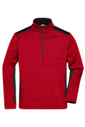 James & Nicholson Strickfleece Troyer red-melange/black