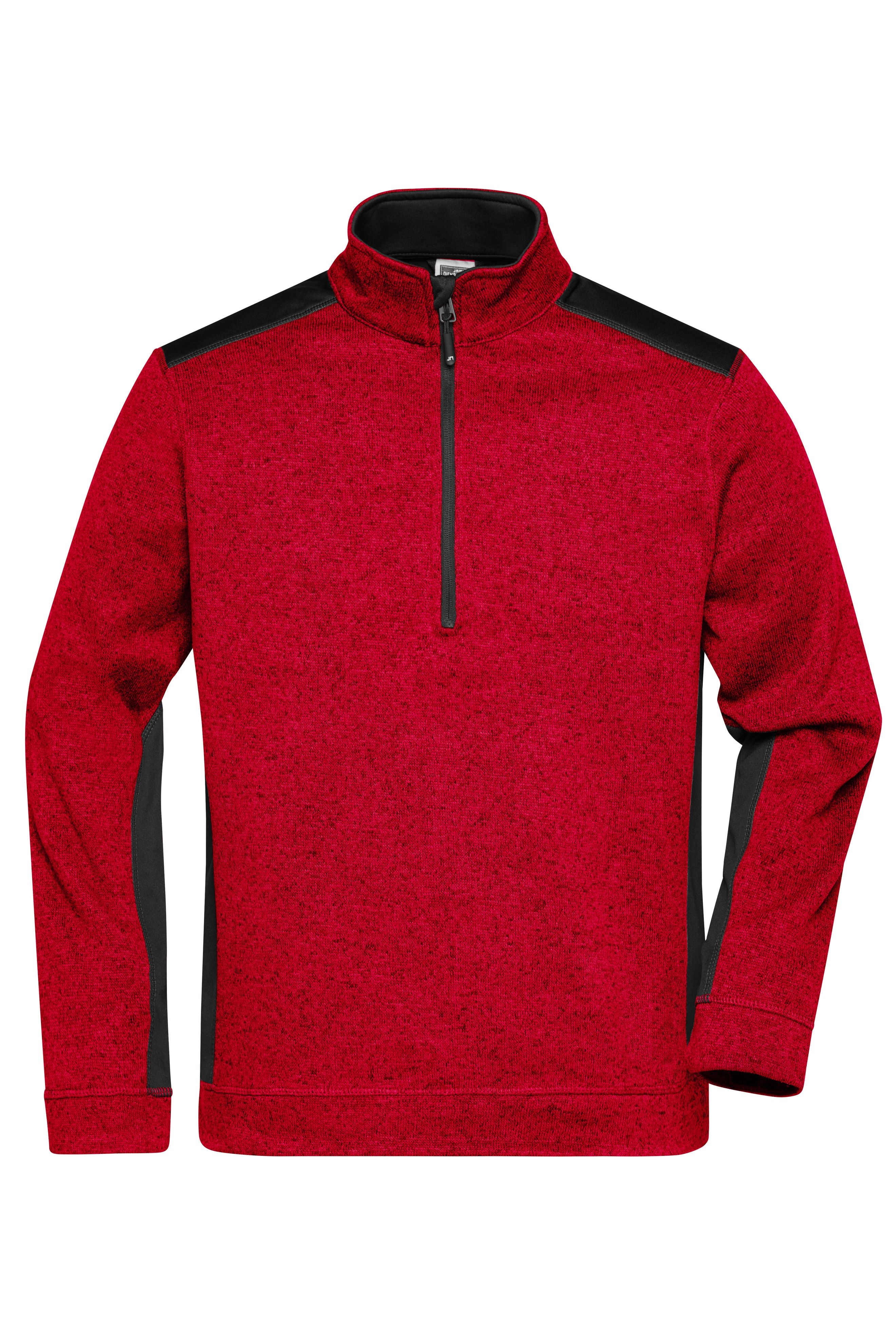 James & Nicholson Strickfleece Troyer red-melange/black